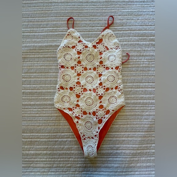 None Other - Boho Crochet One-Piece Swimsuit | Retro Festival Swimwear